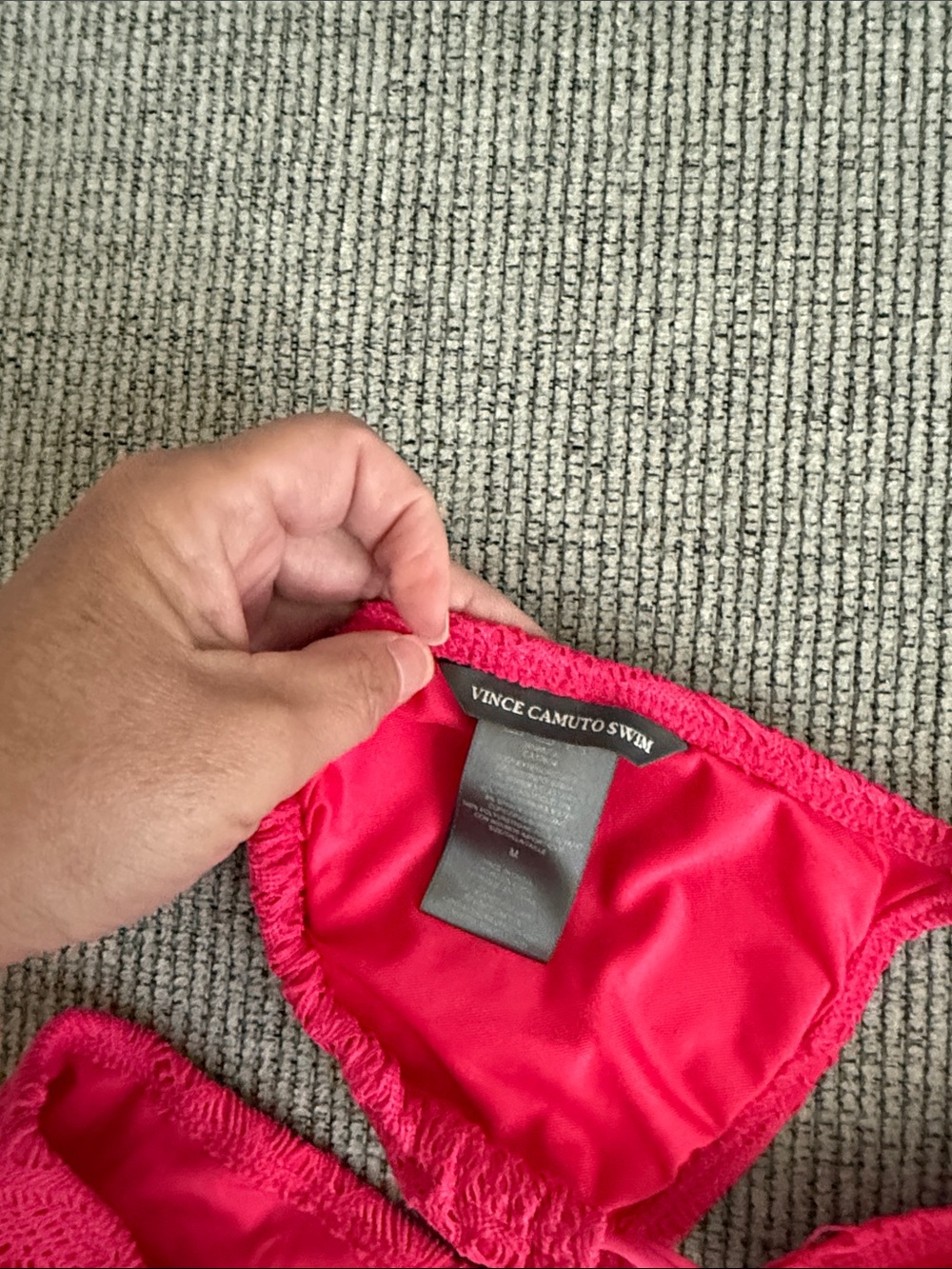 Vince Camuto Hot Pink Crochet Triangle Bikini Set - Picture 3 of 4